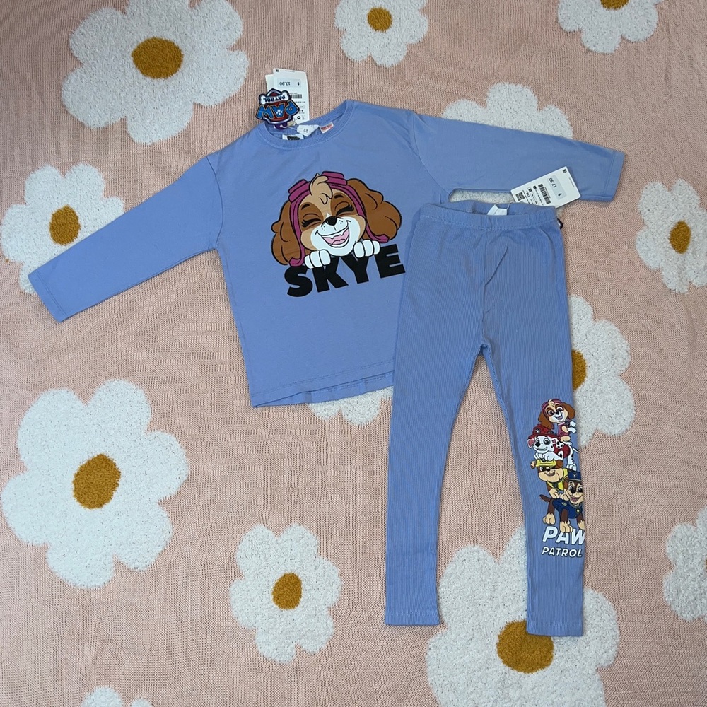 Zara Skye Paw Patrol Nickelodeon Long Sleeve T-Shirt and Rib Leggings Size 4-5T
